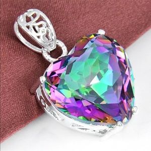 RAINBOW MYSTIC TOPAZ HEART PENDANT NECKLACE
